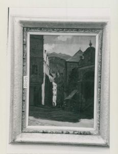 Hall, Tirol, Hauptplatz, um 1924, Öl auf Leinwand, 33x27cm, Städt. Galerie im Lenbachhaus, München