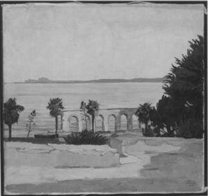 Südländische Parkruine am Gardasee, 1927, Leinwand, 48x51cm, Bay. Staatsgemäldesammlungen, München