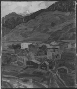 Häusergruppe im Hochtal, 1931, Leinwand, 60x52cm, Bay. Staatsgemäldesammlungen, München