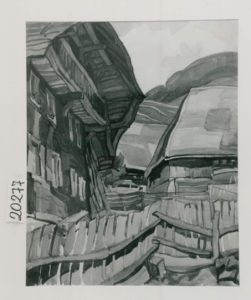 Bauernhäuser, 1933, Aquarell, 40x30cm, Städt. Galerie im Lenbachhaus, München