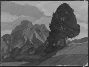 Gebirgslandschaft Füssen "Berg mit Baum", 1935, Leinwand, 30x40cm, Bay. Staatsgemäldesammlungen, München