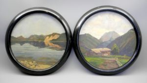 Böwang Tirol Wolfgangsee, rund, undatiert, Öl auf Leinwand, 30x29cm, Kunst und Auktionshaus Walter Ginhart