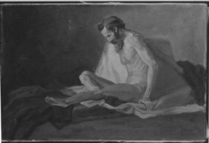 Sitzender alter Mann "Akt eines alten, bärtigen Mannes", undatiert, Leinwand, 47x70cm, Bay. Staatsgemäldesammlungen, München