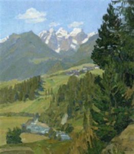 Die Kalkkögel in den Stubaier Alpen, undatiert, Öl auf Leinwand, 40x36cm